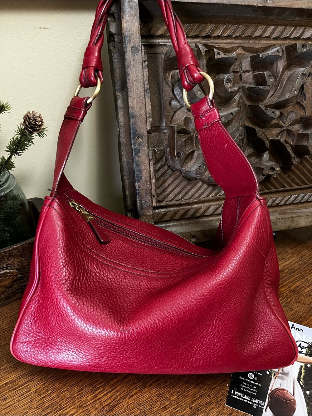 Talbot’s Red Pebbled Leather Hobo Shoulder Bag